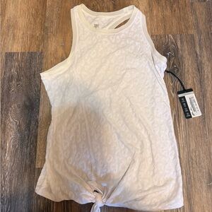 Tail White Leopard Textured Tank Top with Front Knot